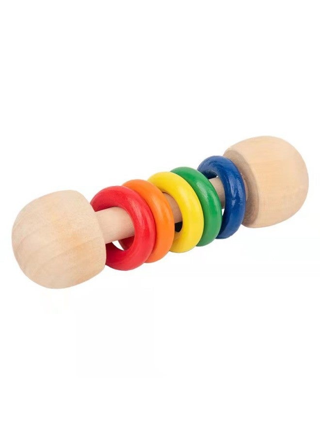 Montessori Baby Rattle Car Model Building Blocks Shape Cognition Gnash Stick Soothing Toy Enlightenment Teaching Aids-Specifications:DX-color Five-ring Rattle  - Image 1