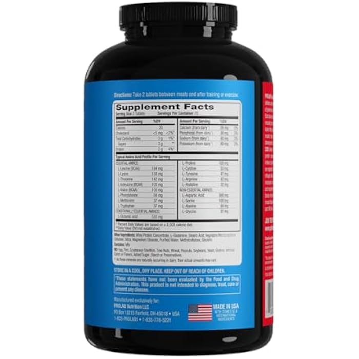 Prolab Amino 2000 Essential Amino Acids Supplement, High-Potency BCAA Blend for Muscle Support & Recovery (150 Tablets) - Image 5