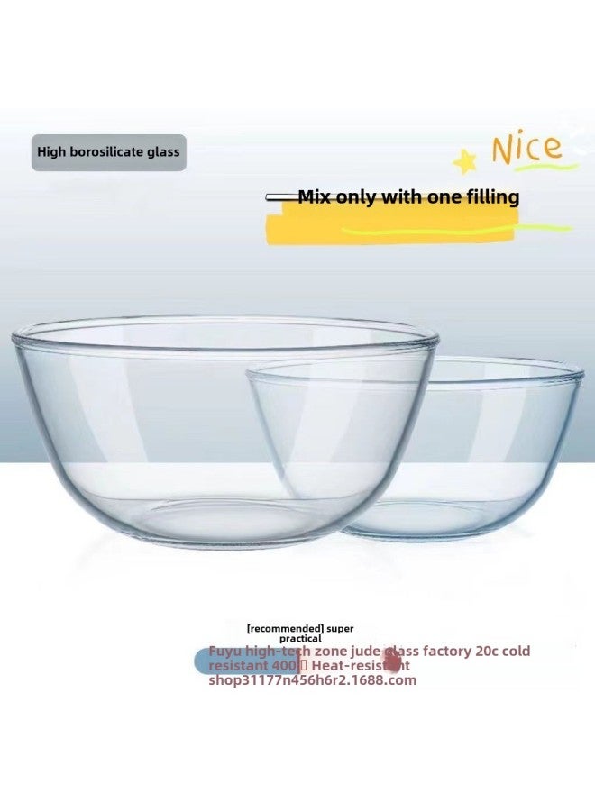 Transparent Glass Bowl Microwave Oven Special Household Kitchen And Basin Kneading Noodles Baking Egg Mixed With Vegetables Salad Basin-Specifications:[Giant Cost-effective Package] 4500ml +2100ml Measuring Cup-Color:Transparent  - Image 1