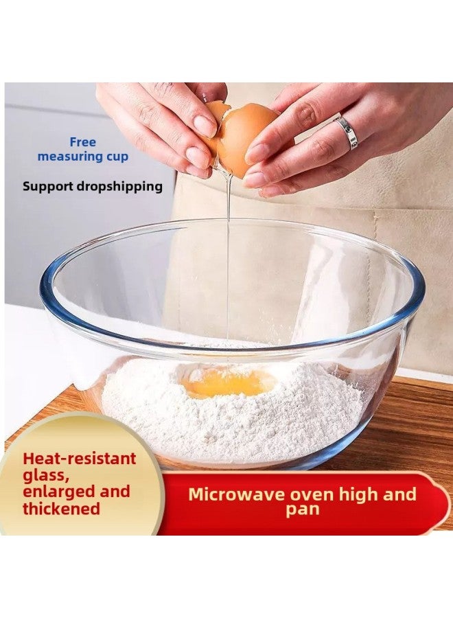 Transparent Glass Bowl Microwave Oven Special Household Kitchen And Basin Kneading Noodles Baking Egg Mixed With Vegetables Salad Basin-Specifications:[Giant Cost-effective Package] 4500ml +2100ml Measuring Cup-Color:Transparent  - Image 2