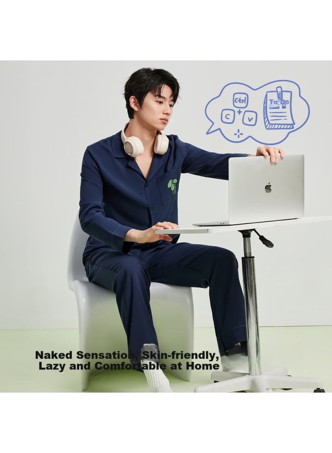 Youkeshu Men's Spring Pajamas Lycra Silk Lightweight Comfortable Antibacterial Cardigan Style Home Wear Men's Set 25th Anniversary New - Image 3