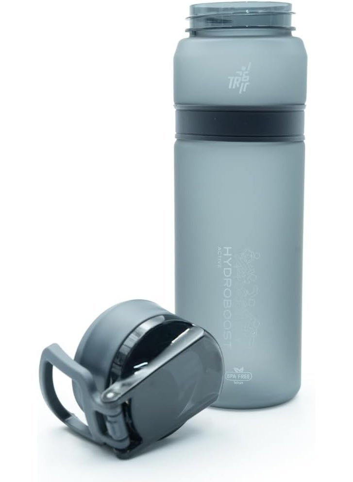 TR6 زجاجة TR6 Hydra Boost Active Frosted Bottle خالية من مادة BPA Tritan رياضية مع غطاء آمن قابل للطي ومضاد للتسرب ومتين وأنيق ومثالي للصالة الرياضية والسفر والاستخدام اليومي سعة 850 مل (أسود) - Image 4