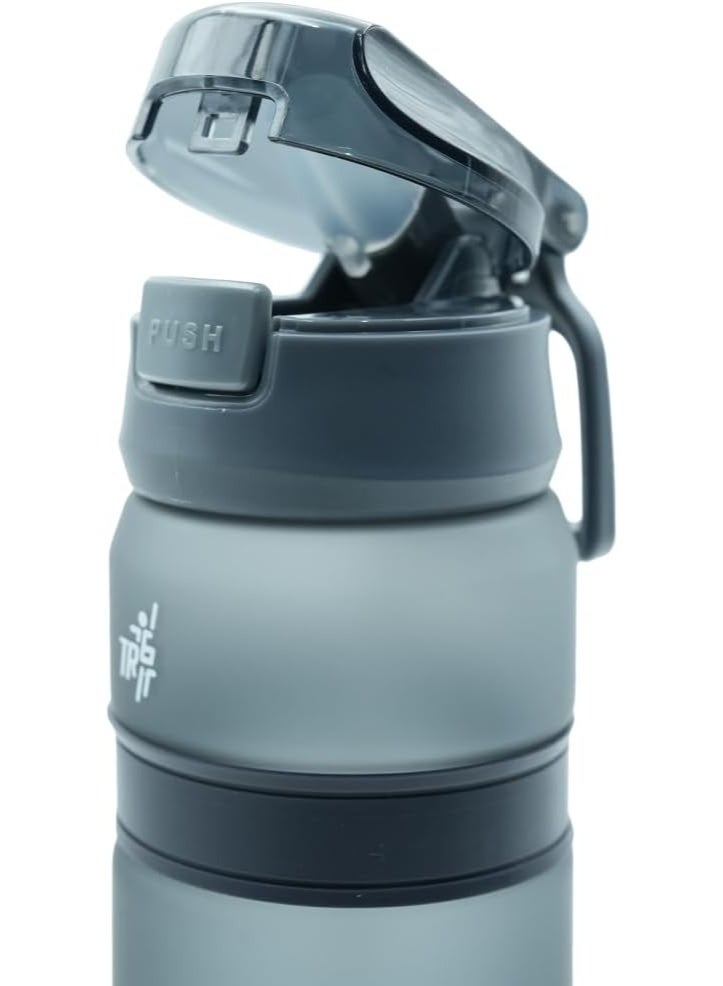 TR6 زجاجة TR6 Hydra Boost Active Frosted Bottle خالية من مادة BPA Tritan رياضية مع غطاء آمن قابل للطي ومضاد للتسرب ومتين وأنيق ومثالي للصالة الرياضية والسفر والاستخدام اليومي سعة 850 مل (أسود) - Image 3