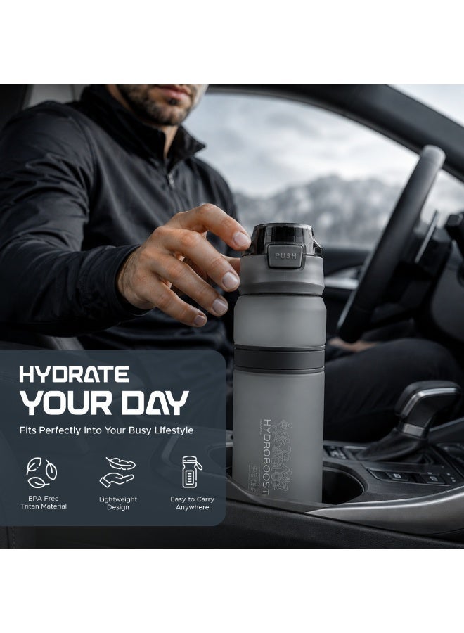 TR6 زجاجة TR6 Hydra Boost Active Frosted Bottle خالية من مادة BPA Tritan رياضية مع غطاء آمن قابل للطي ومضاد للتسرب ومتين وأنيق ومثالي للصالة الرياضية والسفر والاستخدام اليومي سعة 850 مل (أسود) - Image 2