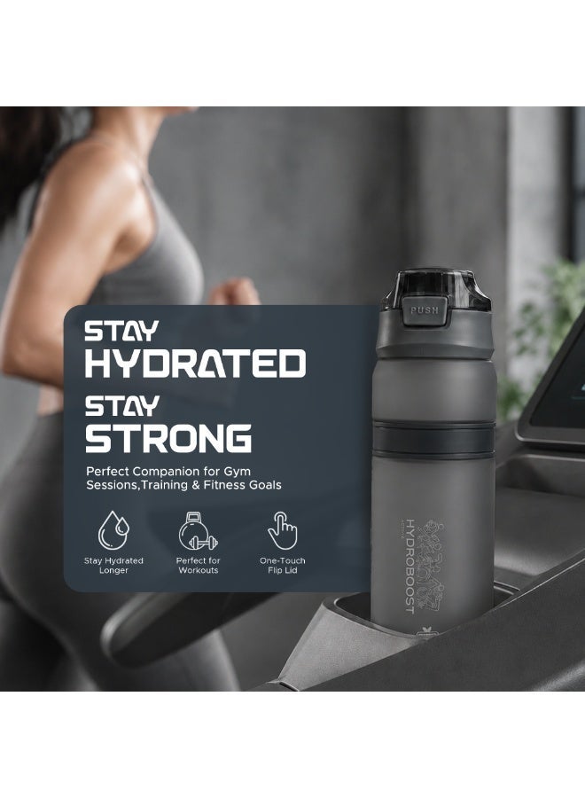 TR6 زجاجة TR6 Hydra Boost Active Frosted Bottle خالية من مادة BPA Tritan رياضية مع غطاء آمن قابل للطي ومضاد للتسرب ومتين وأنيق ومثالي للصالة الرياضية والسفر والاستخدام اليومي سعة 850 مل (أسود) - Image 5