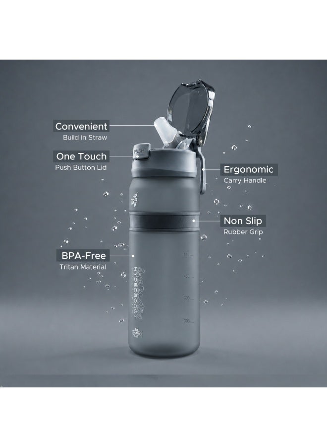 TR6 زجاجة TR6 Hydra Boost Active Frosted Bottle خالية من مادة BPA Tritan رياضية مع غطاء آمن قابل للطي ومضاد للتسرب ومتين وأنيق ومثالي للصالة الرياضية والسفر والاستخدام اليومي سعة 850 مل (أسود) - Image 4