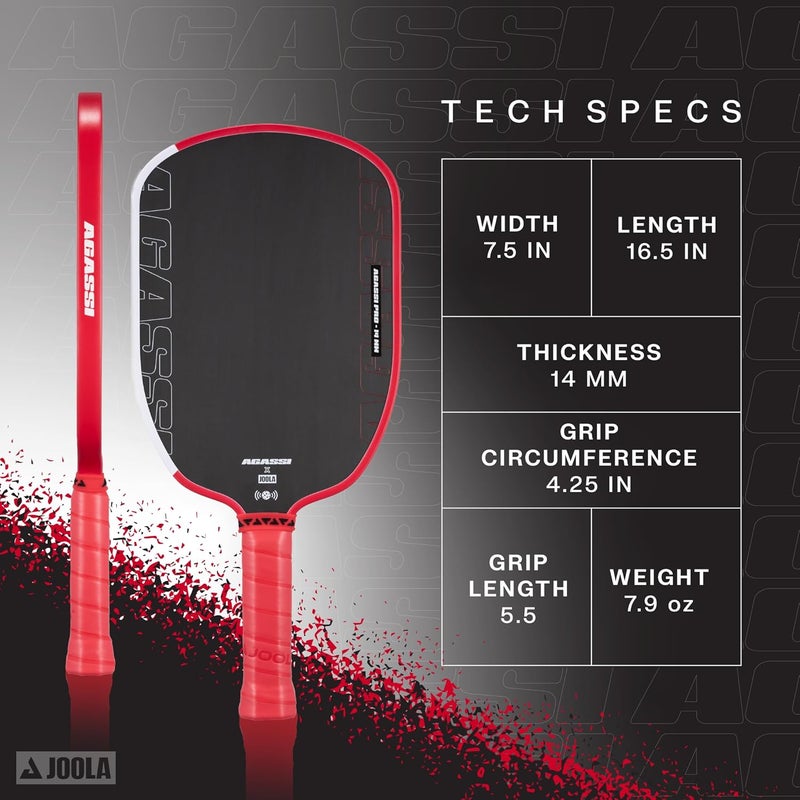 JOOLA Agassi Pro 14mm Pickleball Paddle - Carbon Fiber Surface - Image 2