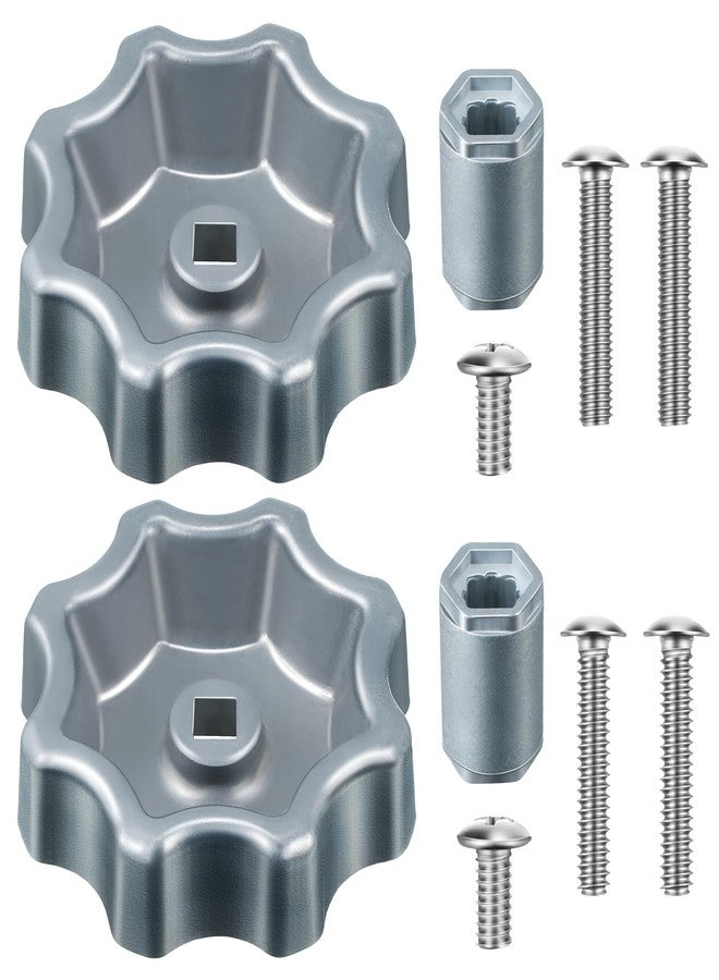 Dreyoo 2 Pack Outdoor Faucet Handle, Water Spigot Handle Compatible with Danco 10006 Hose Bib, with Adapter and Screws for 8 &12 Point Round Broach, 0.26", 0.28", 0.31"&0.38" Square Broach, Silver - Image 1