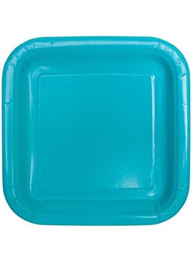 Unique Industries Square Cake Paper Plates 16 Pieces Teal - Image 2