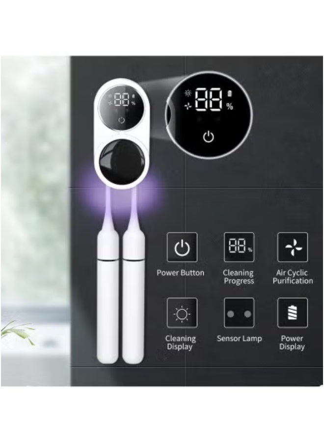 JAJEEK Rechargeable UV Toothbrush Sanitizer with Intelligent Sensor & Digital Screen – Wall Mounted, Cordless & Portable Toothbrush Sterilizer for Home, Office, Travel – Kills 99.9% of Germs with UV-C Light – USB Charging, Family-Friendly Holder - Image 3