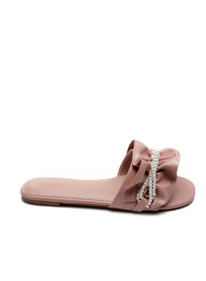 Pearl Detailed Ruched Slide Sandal MY 221