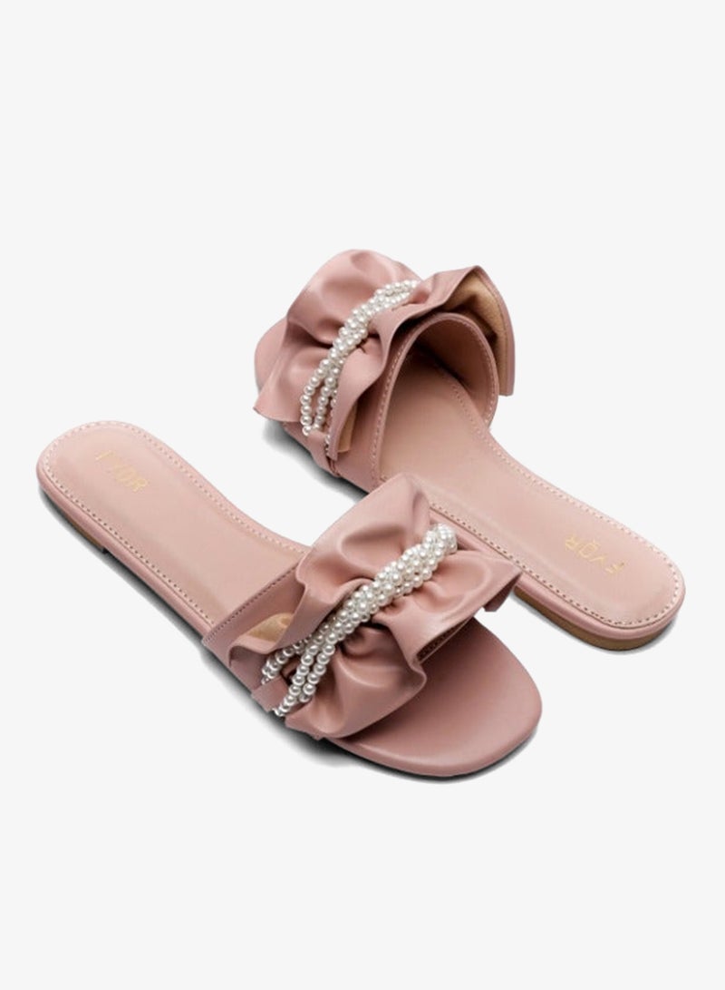 FYOR Pearl Detailed Ruched Slide Sandal MY 221 - Image 3