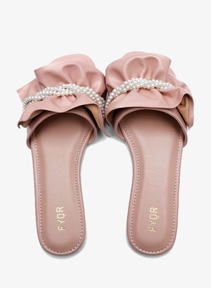 FYOR Pearl Detailed Ruched Slide Sandal MY 221 - Image 4
