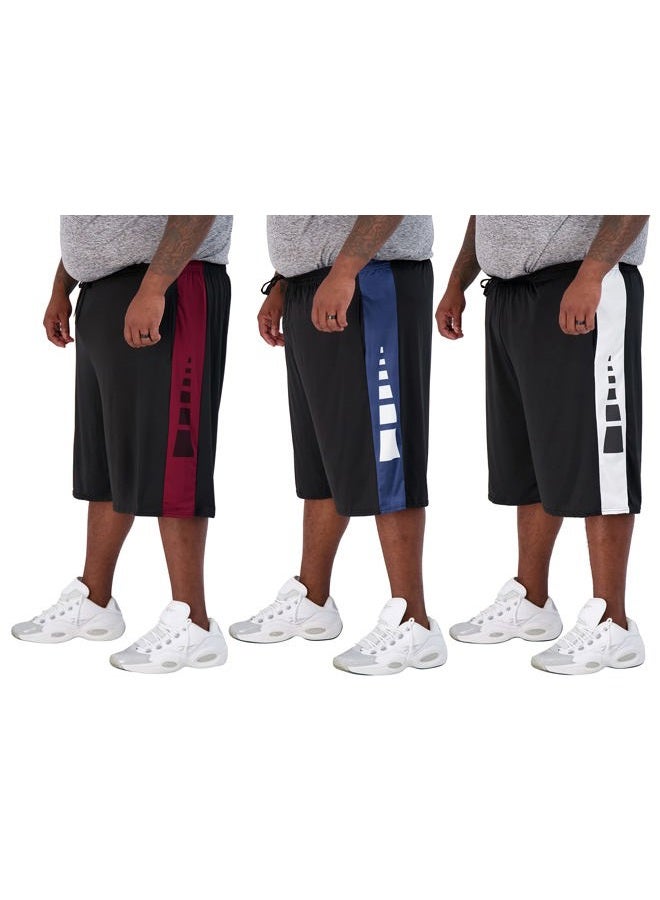 REALESSENTIALS Men s Big and Tall Mesh Active Quick Dry Fit Active Athletic Clothing Workout Summer Gym Clothes Sleeping Basketball Gym Shorts Casual Exercise Elastic Running, Set 6, 4X, Pack of 3 - Image 1