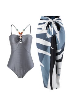 Generic 2Pcs The latest women's one-piece swimsuit hollow gem long dress swimsuit set  - Image 1