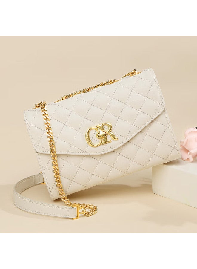 Crocodile Festival Cowhide Women's Simple Diamond Pattern Crossbody Bag, Classic Chanel-style Shoulder Bag, Birthday Gift - Image 3