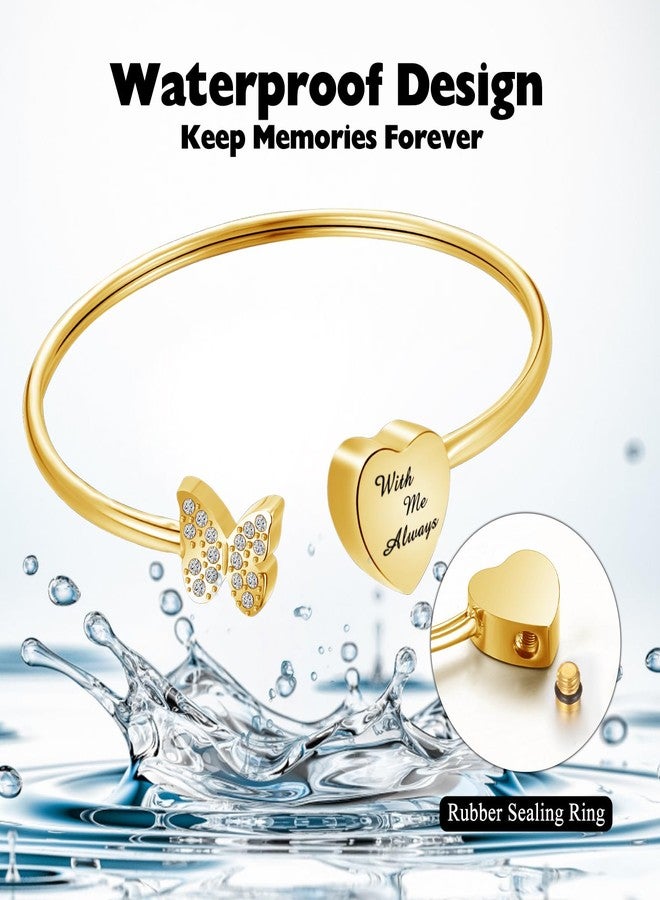 XIUDA Urn Bracelet for Human Ashes Butterfly Heart Ash Bracelet for Women Stainless Steel Openable Cuff Bangle Cremation Bracelet - Image 2
