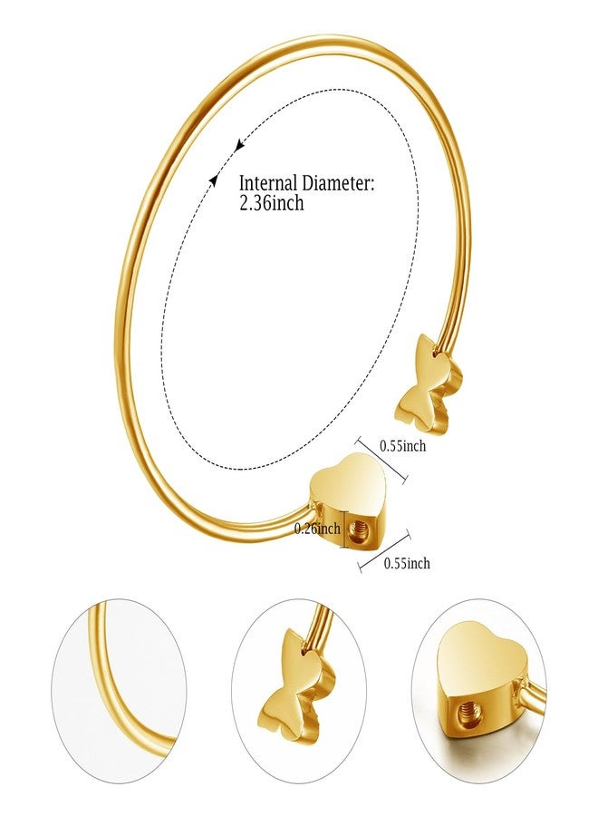 XIUDA Urn Bracelet for Human Ashes Butterfly Heart Ash Bracelet for Women Stainless Steel Openable Cuff Bangle Cremation Bracelet - Image 3
