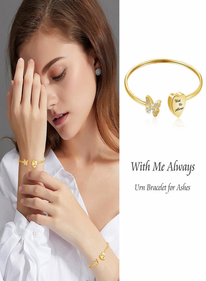 XIUDA Urn Bracelet for Human Ashes Butterfly Heart Ash Bracelet for Women Stainless Steel Openable Cuff Bangle Cremation Bracelet - Image 5