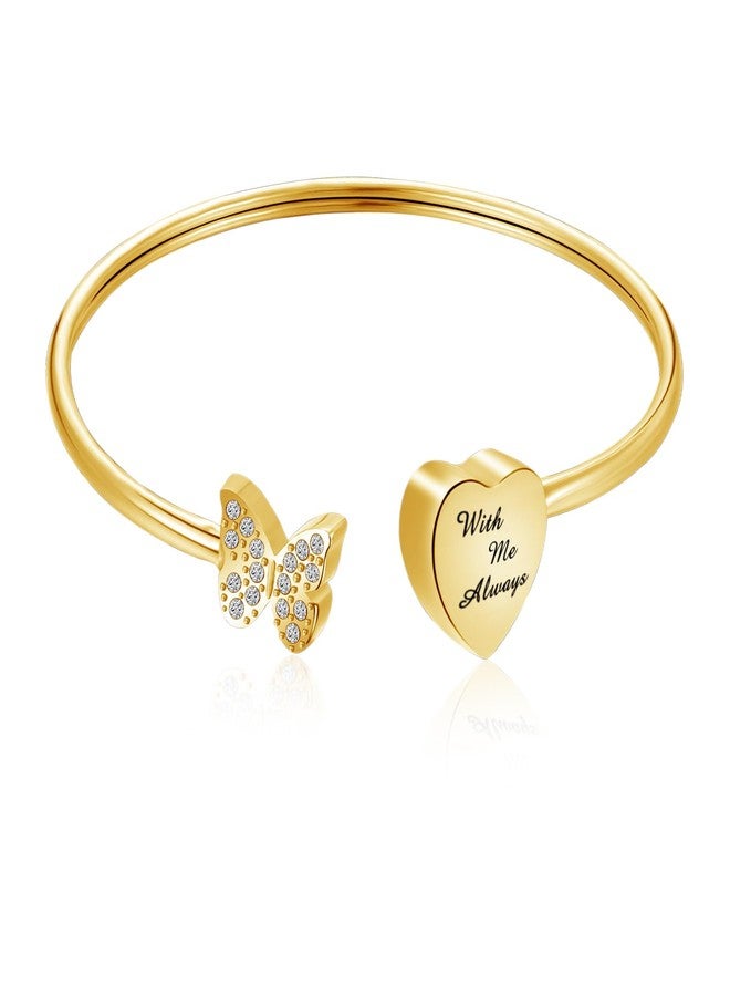 XIUDA Urn Bracelet for Human Ashes Butterfly Heart Ash Bracelet for Women Stainless Steel Openable Cuff Bangle Cremation Bracelet - Image 1