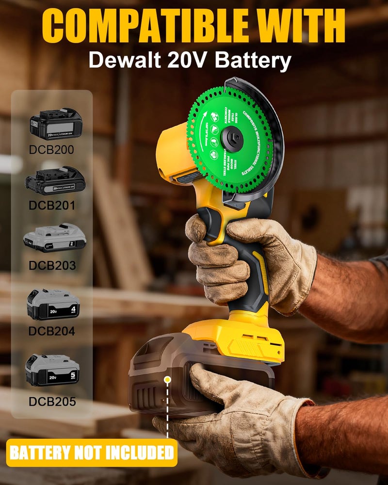 Ecarke Cordless Cut Off Tool Compatible with DeWalt 20V Battery, 4" Circular Saw Brushless Motor with Blades, 18,000 RPM Mini Cut Off Tool Kit for Wood/Metal/Plastic/Tile/Stone Cutting, NO BATTERY - Image 2