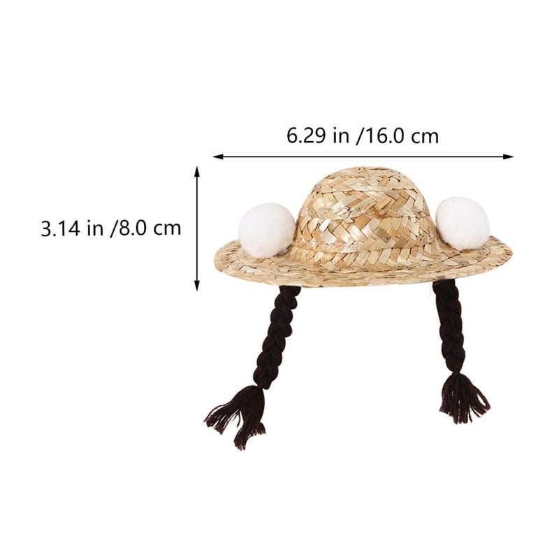Braided Straw Pet Hat Large 16cm Summer Sun Hat for Cats Dogs Rabbits Dress Up - Image 3