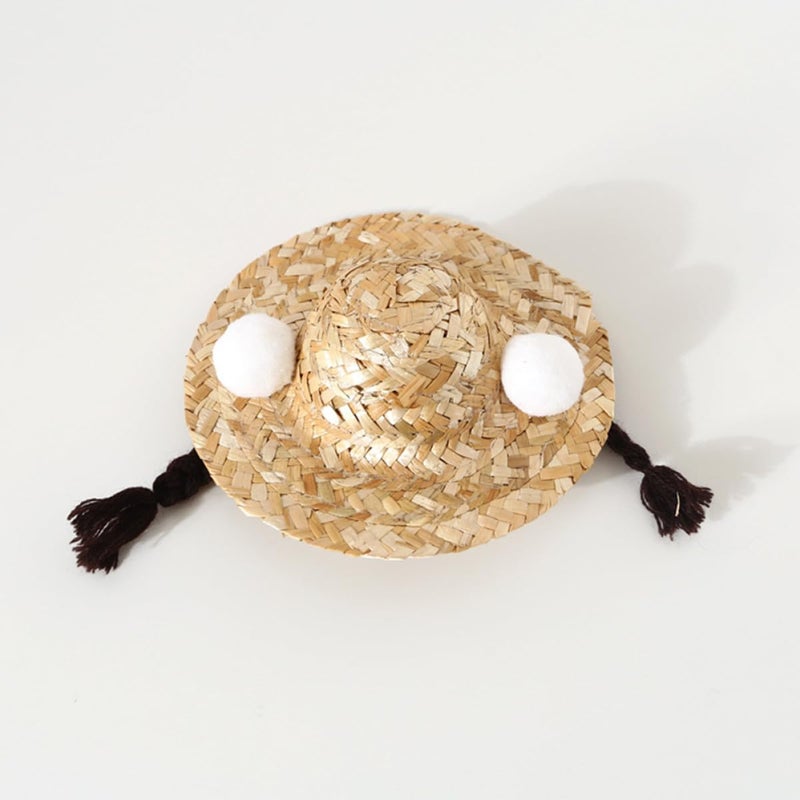 Braided Straw Pet Hat Large 16cm Summer Sun Hat for Cats Dogs Rabbits Dress Up - Image 4