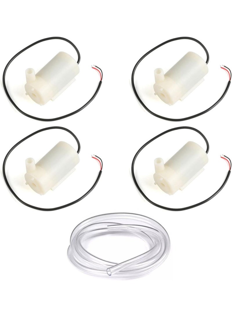 4 قطع مضخات ماء غاطسة صغيرة، تعمل بجهد 3-5 فولط DC مع 1 متر من الأنابيب الشفافة، محرك بدون فرشاة وهادئ - مثالية لحوض السماء والحدائق والنباتات - Image 1