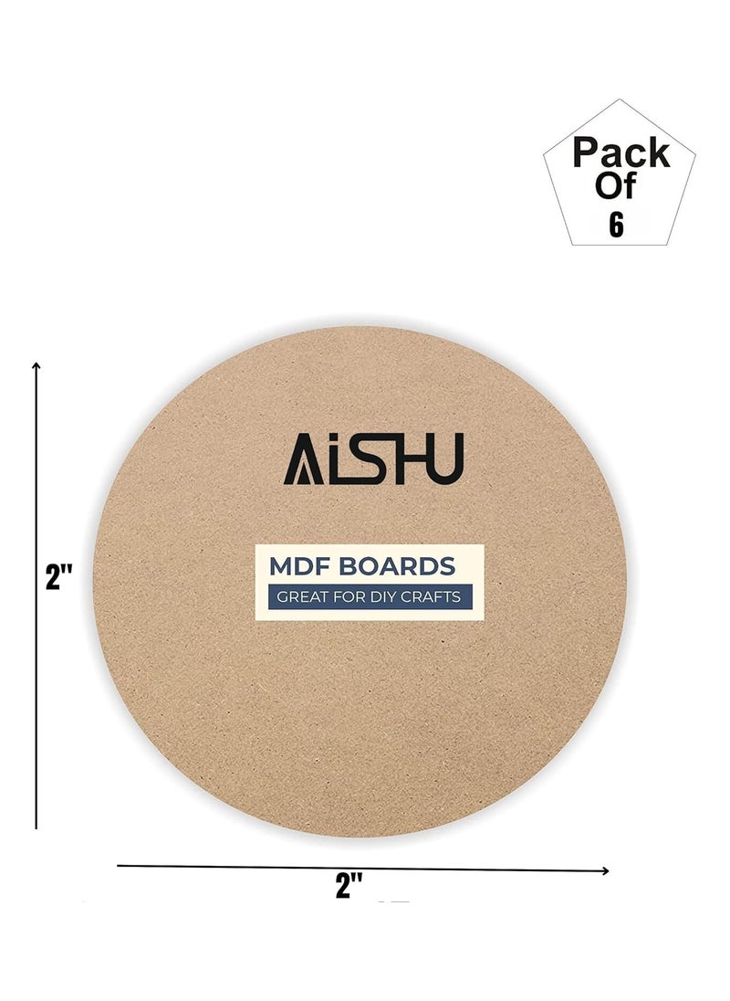 AISHU AISHU 6 Piece Round MDF Boards for Art and Craft Wood Round MDF Sheets for Craft Work DIY MDF Cutouts MDF Circle26PC  - Image 2