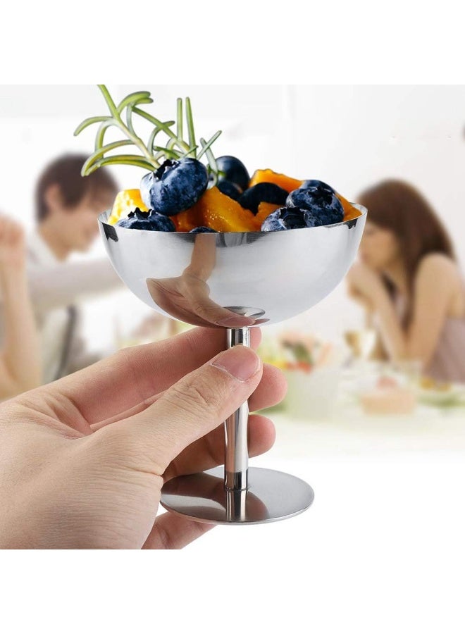 Relex Pack of 4 Ice Cream Cups, Stainless Steel Dessert Bowl with Base, Resuable Mousse Cups for Serving Fruit, Salad, Pudding (Tall feet) - Image 3
