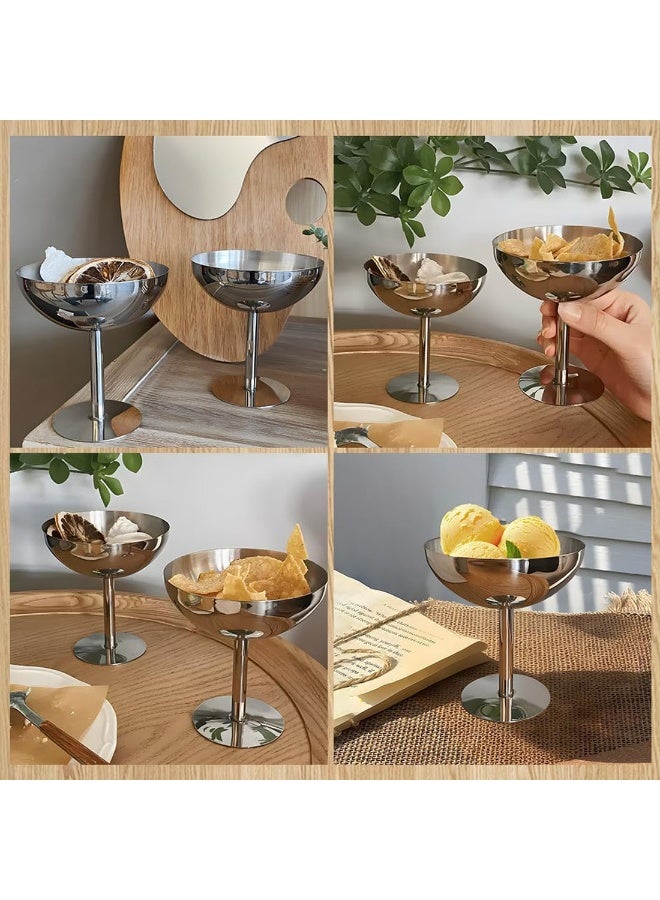 Relex Pack of 4 Ice Cream Cups, Stainless Steel Dessert Bowl with Base, Resuable Mousse Cups for Serving Fruit, Salad, Pudding (Tall feet) - Image 4