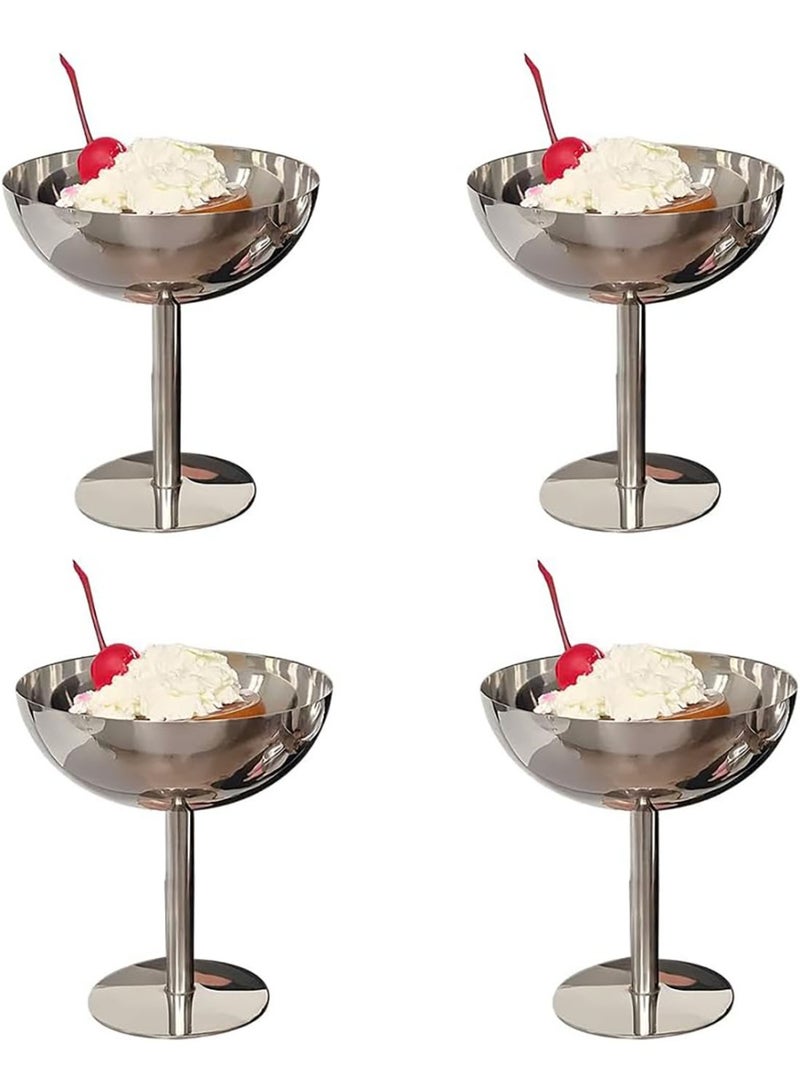 Relex Pack of 4 Ice Cream Cups, Stainless Steel Dessert Bowl with Base, Resuable Mousse Cups for Serving Fruit, Salad, Pudding (Tall feet) - Image 5
