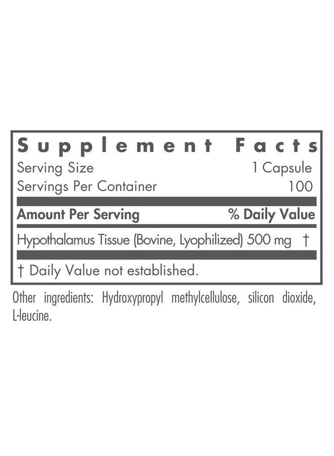 Nutricology Nutricology Hypothalamus Supplement - Endocrine Support, Natural Glandular, 500mg Adrenal Support, Adrenal Pituitary, Adrenal Gland Function, Bovine, Lyophilized, Vegicaps - 100 Count  - Image 2