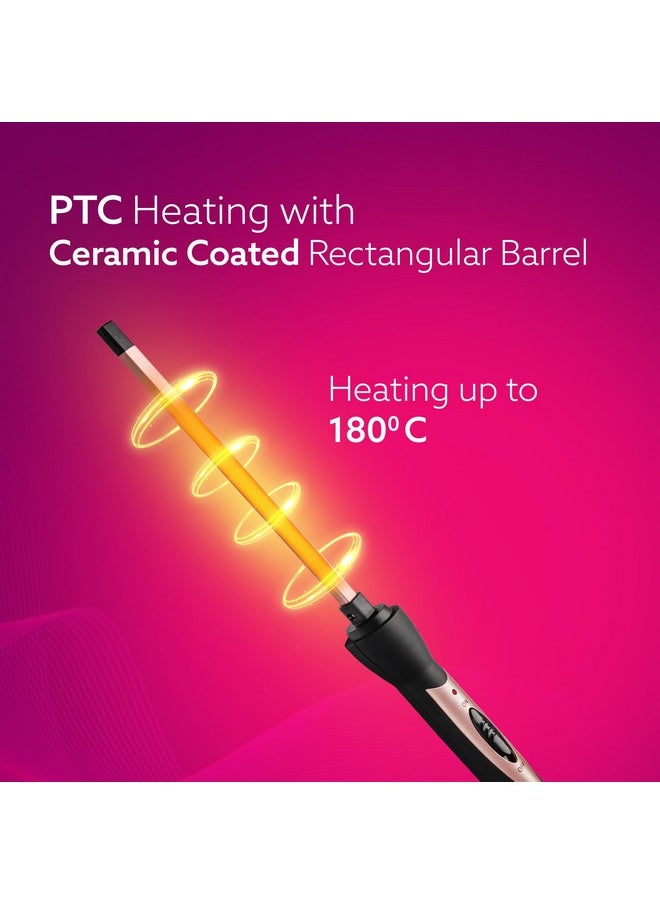AGARO Hc9007 Hair Curler With 7 Mm Barrel, Rod, Tong, Chopstick Rectangular Hair Curler, Ceramic Coated Plates, Cool Touch Tip, Fast Heating, For Men Women, Maggie Curl, Styling, Rose Gold & Black  - Image 3