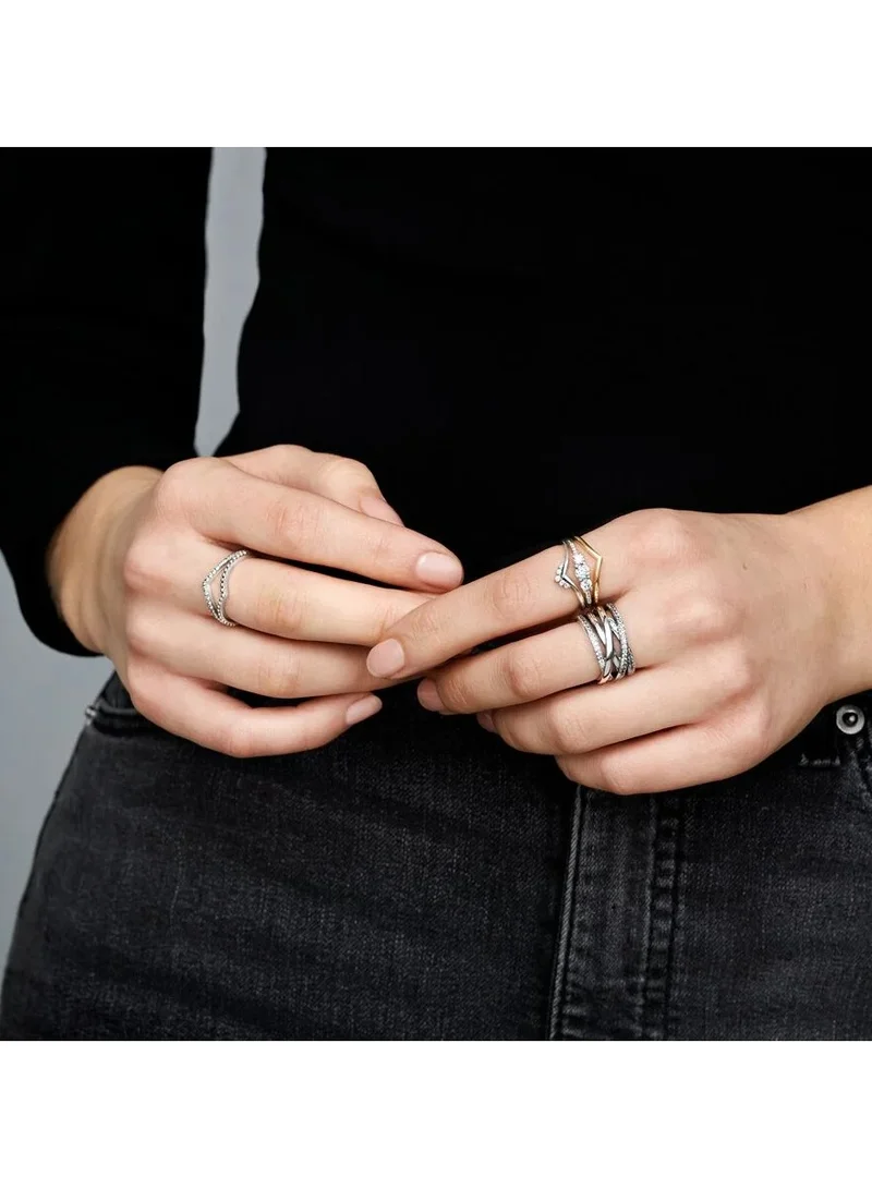 PANDORA Silver ring with cubic zirconia, Size 54