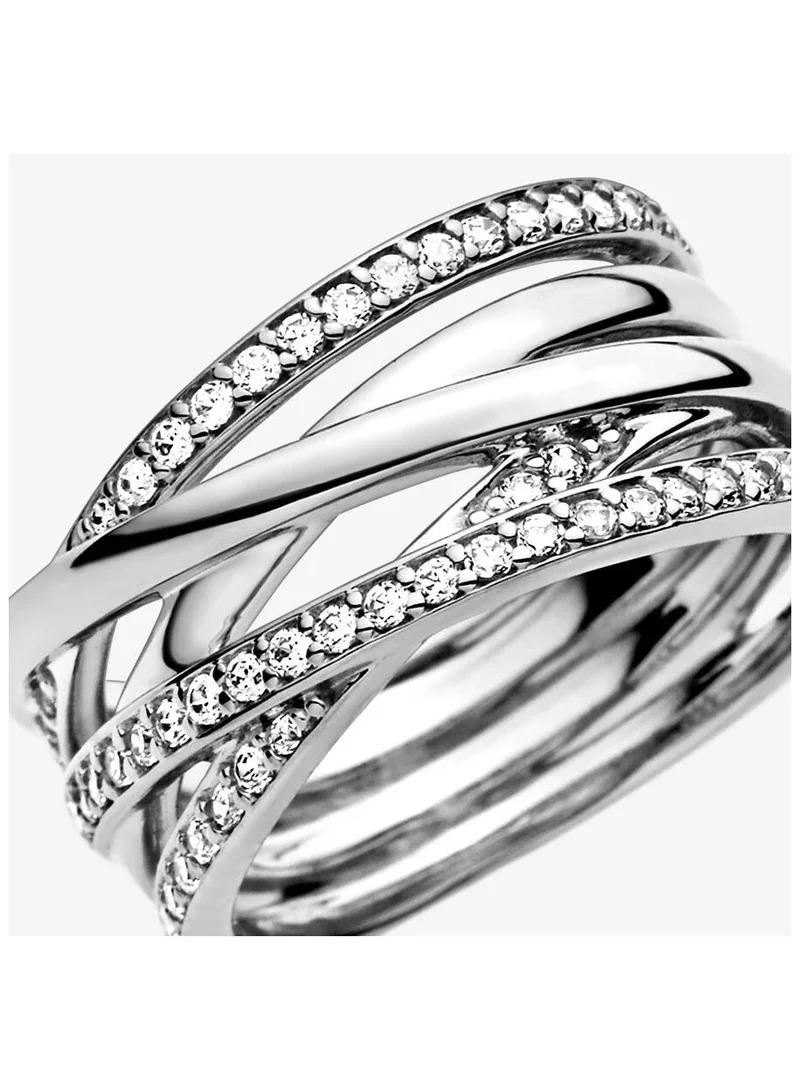 PANDORA Silver ring with cubic zirconia, Size 54