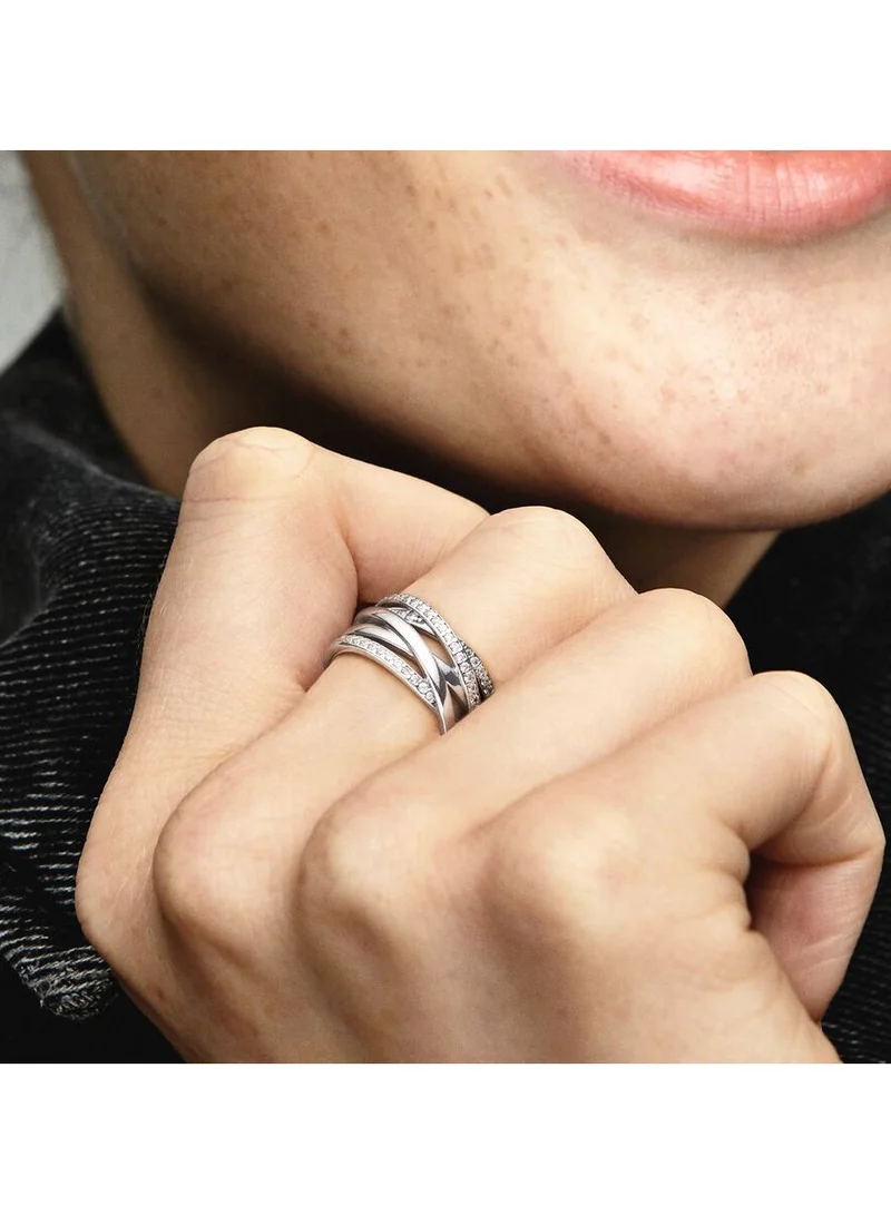 PANDORA Silver ring with cubic zirconia, Size 54