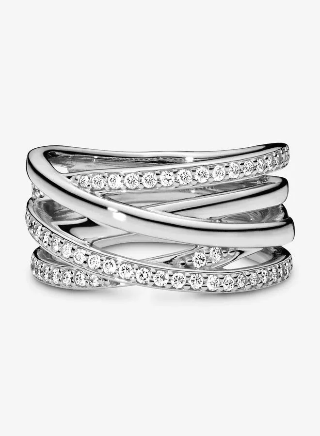 PANDORA Silver ring with cubic zirconia, Size 54