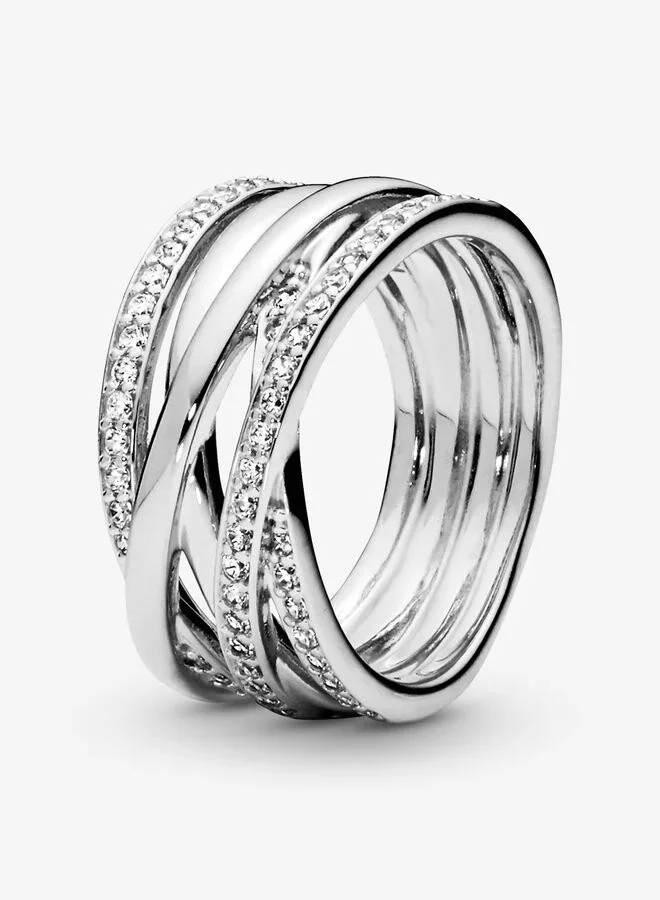 PANDORA Silver ring with cubic zirconia, Size 54