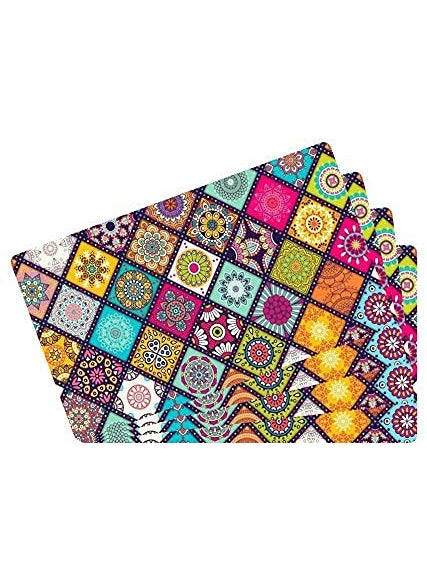 Dakshya Industries PVC Rectangular Dining Table Placemats Multicolour 6 Pieces