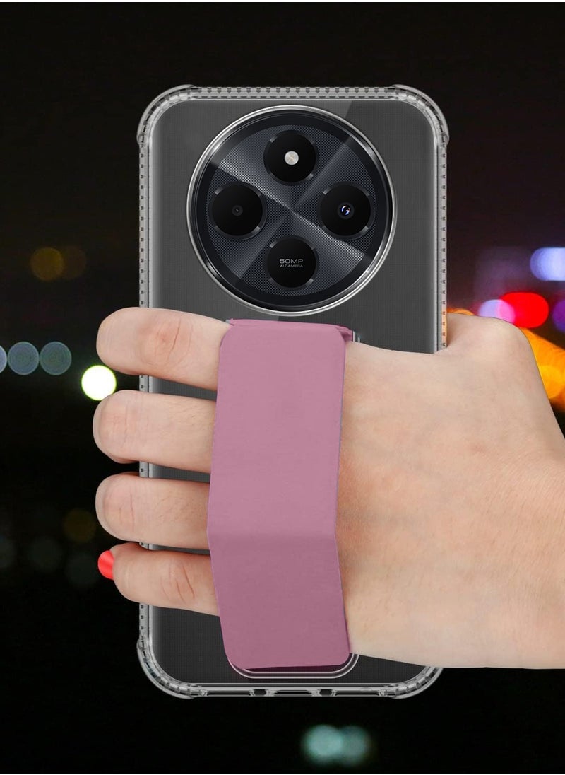 Wtech Xiaomi Redmi 14C 4G 2024 TPU Hand Grip Air Pillow Case Cover - Clear/Pink  - Image 2