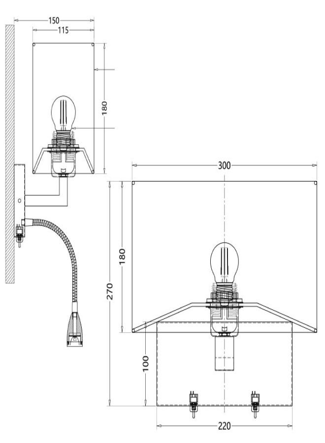 ٍSiera Light Hotel Wall Light with Rectangular Beige Shade, Chrome Frame, Reading Light, and Two Switches BJ047  - Image 4