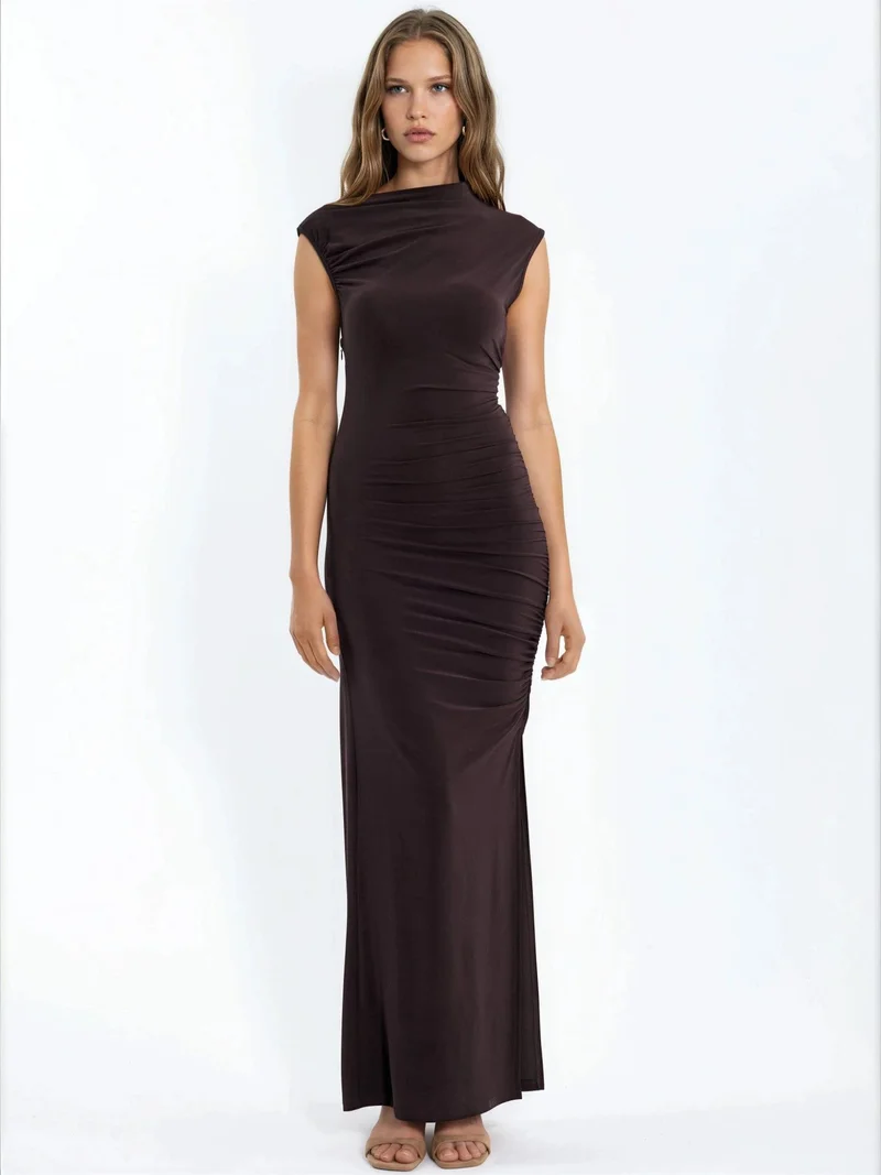 هيكاب Slit Detailed Bodycon Sandy Maxi Dress