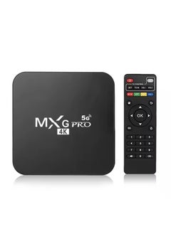 MXG Pro 5G 4K Android TV Box with Remote Control and HDMI Cable Quad Core 64-bit CPU 4K UHD Streaming Media Player  Android Version Black Color Voice Control Smart TV Media Player
