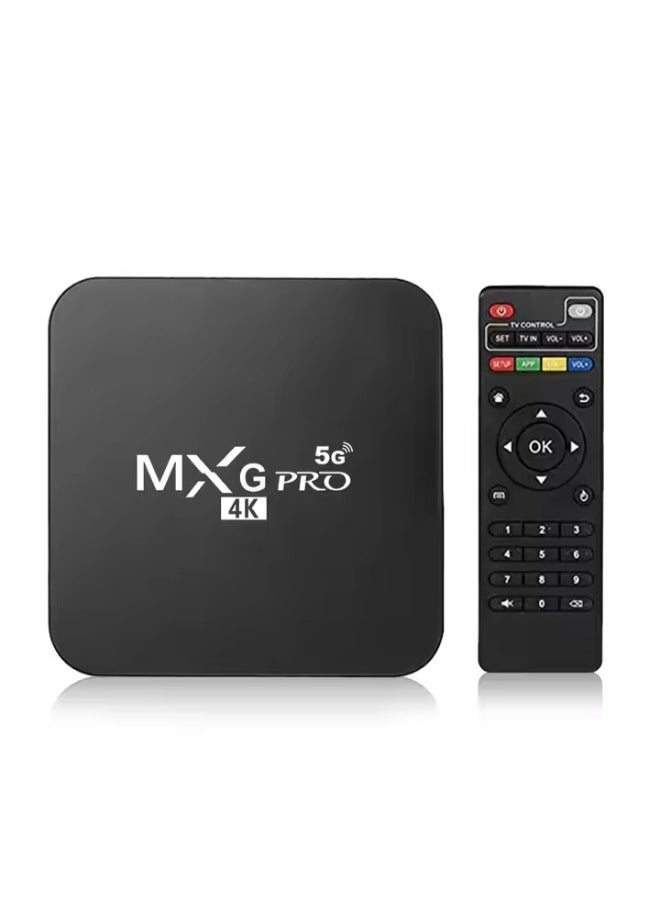 Generic - MXG Pro 5G 4K Android TV Box with Remote Control and HDMI Cable Quad Core 64-bit CPU 4K UHD Streaming Media Player  Android Version Black Color Voice Control Smart TV Media Player - Image 1