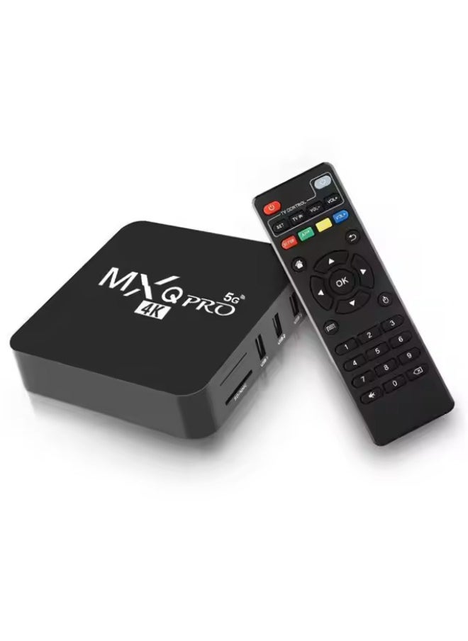 Generic - MXG Pro 5G 4K Android TV Box with Remote Control and HDMI Cable Quad Core 64-bit CPU 4K UHD Streaming Media Player  Android Version Black Color Voice Control Smart TV Media Player - Image 1