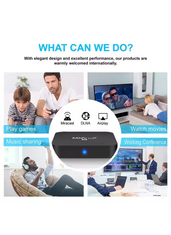Generic - MXG Pro 5G 4K Android TV Box with Remote Control and HDMI Cable Quad Core 64-bit CPU 4K UHD Streaming Media Player  Android Version Black Color Voice Control Smart TV Media Player - Image 1
