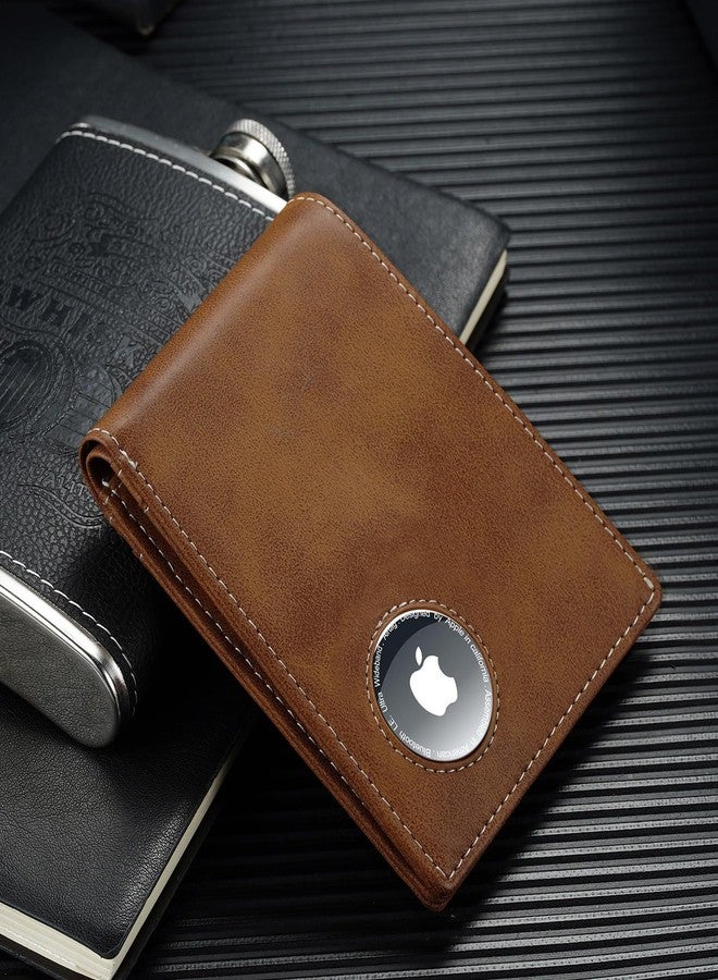 furid Leather Wallet Compatible with Airtag: Slim Air Tag Wallet for Men RFID Blocking, Bifold, Front Pocket, Minimalist Card Holder, Brown Leather, Air tag Wallet, Minimalist - Image 5