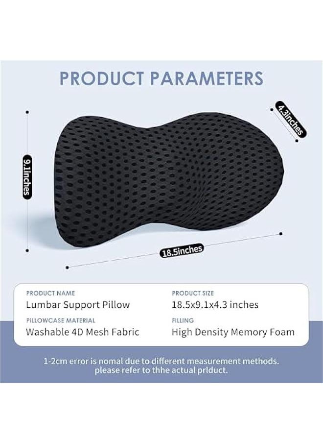 HOOKOR Durku Lumbar Support Pillow, Back Pillow for Low Back Pain Relief, Ergonomic Streamline Car Seat, Office Chair, Recliner and Bed (Black)  - Image 3