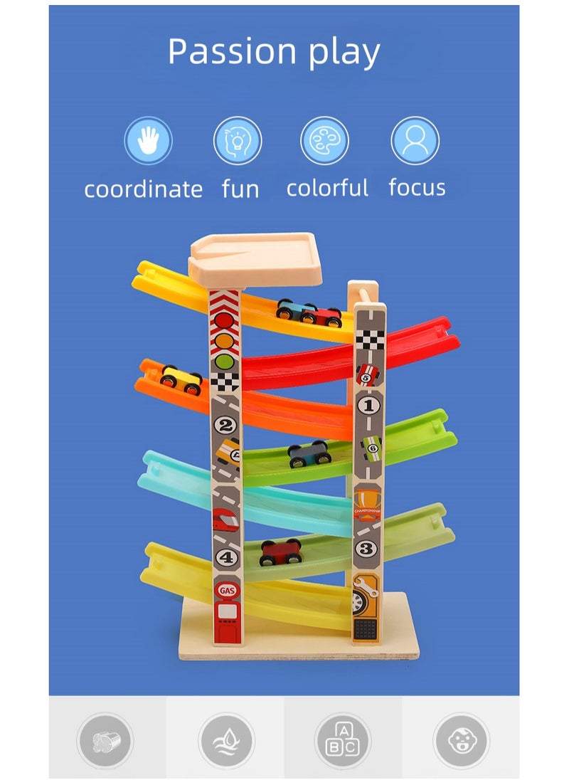 Fun little car,Multi-layer wooden track gliding car toy with inertia sliding racing feature, Slide racing car, ,Suitable for children aged 3 to 12 years old, Boys and girls', Birthday gifts.  - Image 2